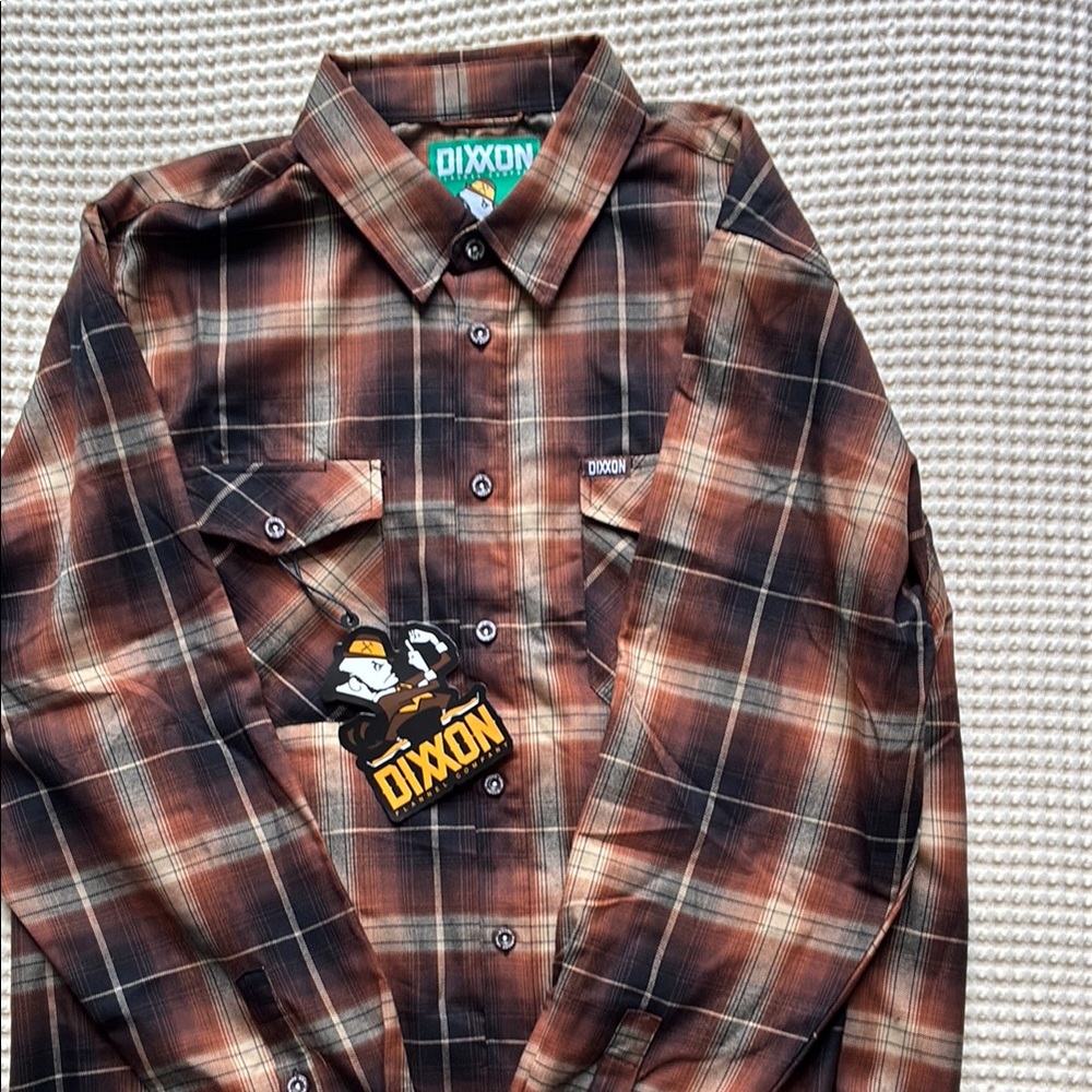 DIXXON Brown Plaid Casual Button Down Shirt